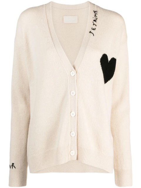 Zadig&Voltaire Mirka heart-embroidered cashmere cardigan - Neutrals - zdjęcie produktu nr 1