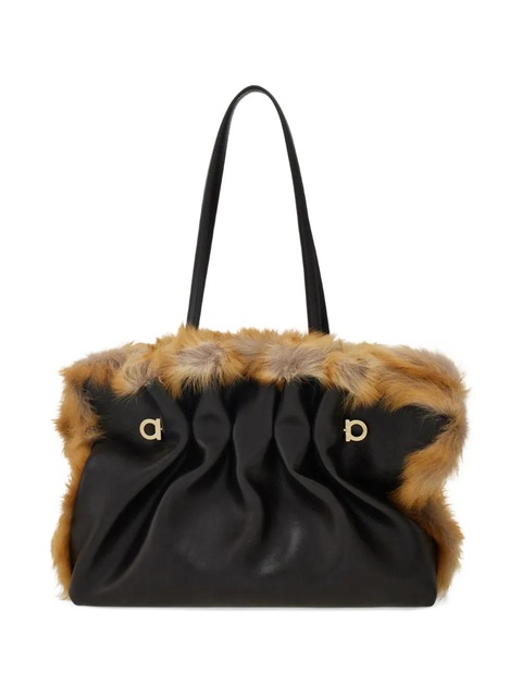 Ferragamo medium Soft calfskin-trimmed shoulder bag - Brown - zdjęcie produktu nr 2