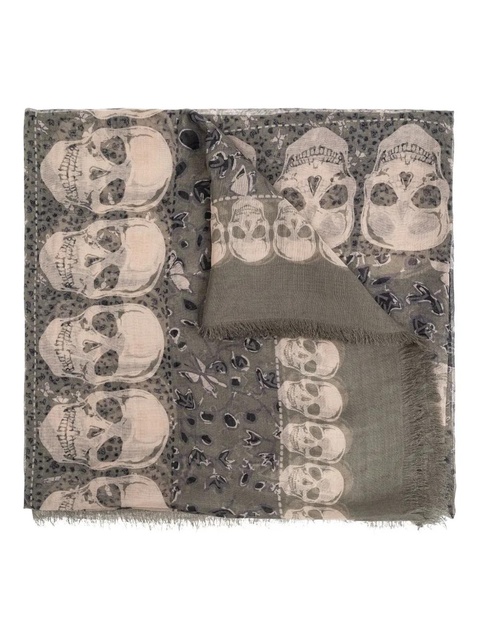 Zadig&Voltaire skull-print fringed scarf - Grey - zdjęcie produktu nr 1