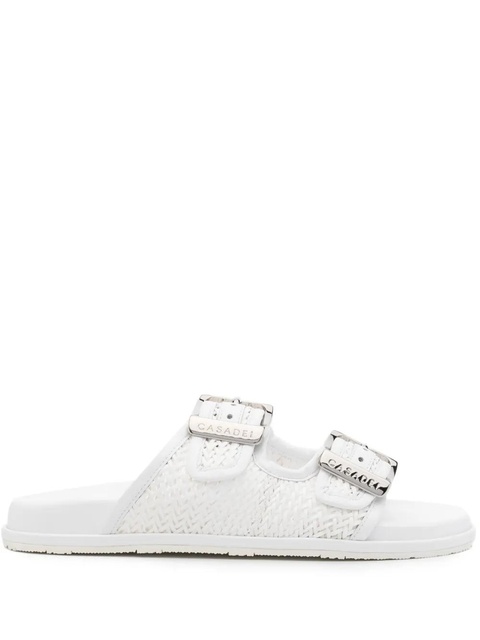 Casadei woven buckle slides - White - zdjęcie produktu nr 1