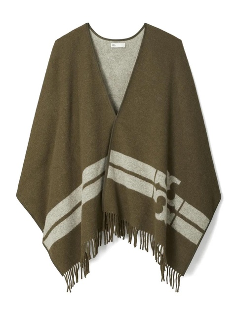Tory Burch striped logo cape - Green - zdjęcie produktu nr 1