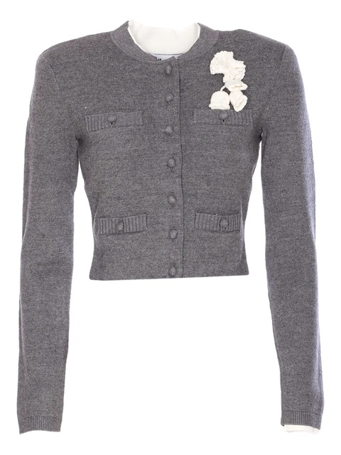 Self-Portrait crochet-flower button cardigan - Grey - zdjęcie produktu nr 1