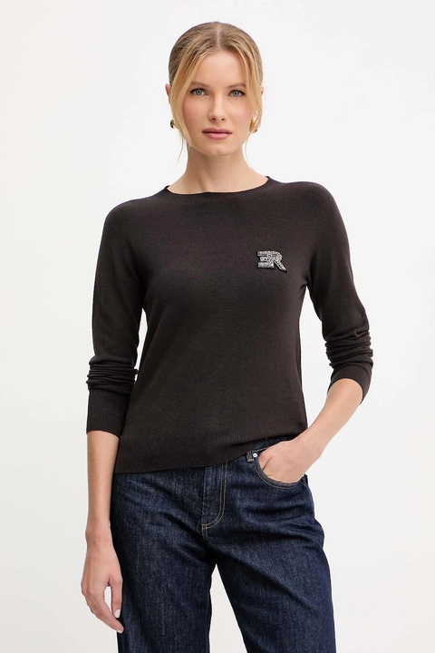 Ermanno Scervino sweter damski kolor brązowy lekki 57TM047EP2 - zdjęcie produktu nr 1