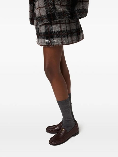 Miu Miu checked-pattern toggle mini skirt - Grey - zdjęcie produktu nr 2