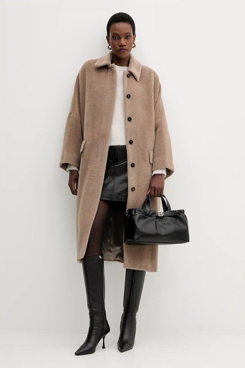 Weekend Max Mara spódnica skórzana HULL kolor czarny mini rozkloszowana 2525406012600 - zdjęcie produktu nr 2