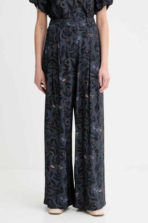 MUNTHE spodnie FAICUS damskie kolor granatowy szerokie high waist 253140225320 - zdjęcie produktu nr 1