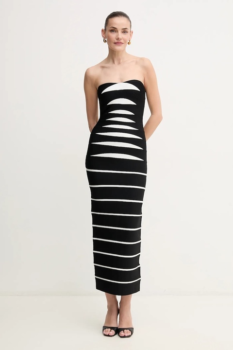 Herve Leger sukienka Cameron kolor czarny midi dopasowana HLT8513508 - zdjęcie produktu nr 1