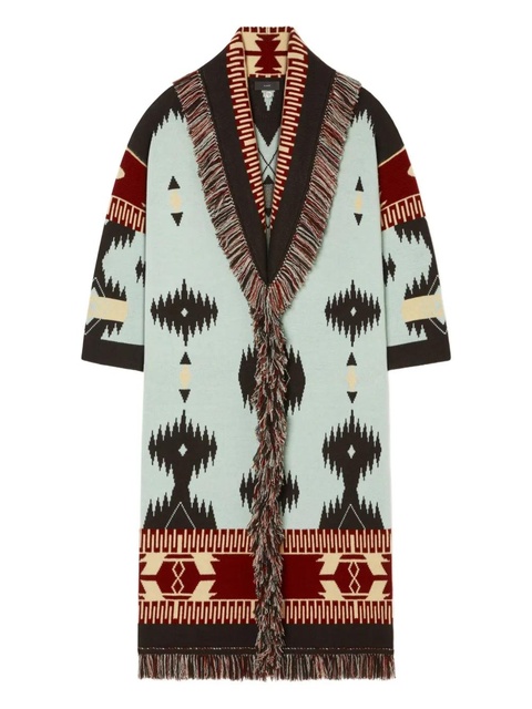 Alanui Icon jacquard fringed cardi-coat - Blue - zdjęcie produktu nr 1