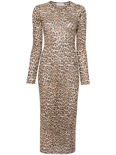 Blumarine leopard-print knit midi dress - Brown - zdjęcie produktu nr 1