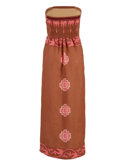 Johanna Ortiz strapless linen dress - Red - zdjęcie produktu nr 2