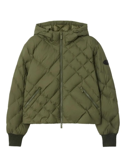 Burberry Delley check-stitch hooded puffer jacket - Green - zdjęcie produktu nr 1