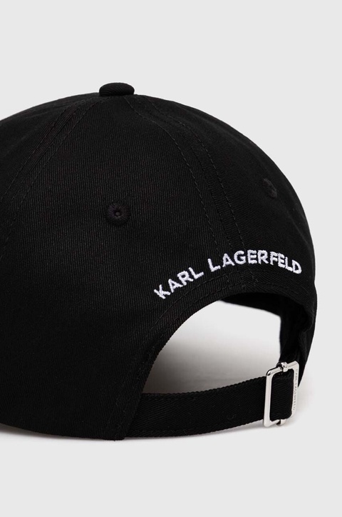 Karl Lagerfeld czapka z daszkiem bawełniana kolor czarny z aplikacją - zdjęcie produktu nr 2