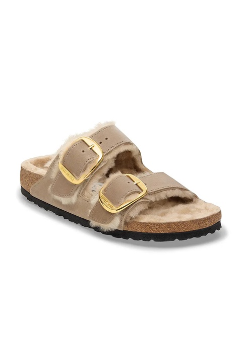 Birkenstock kapcie zamszowe Arizona Big Buckle Shearling kolor beżowy 1030384 - zdjęcie produktu nr 2