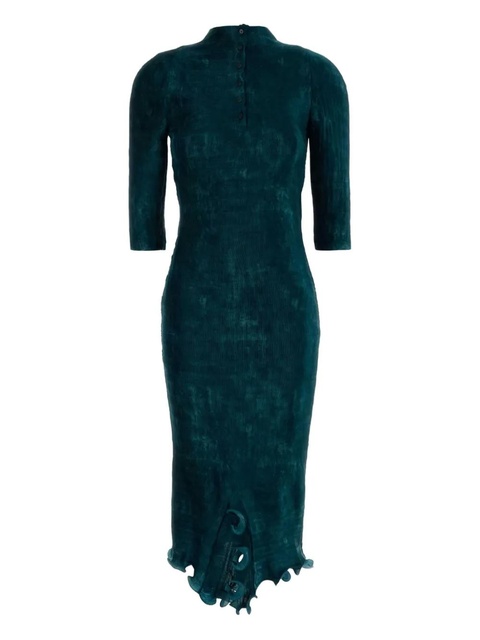 FENDI plissé ruffled-hem midi dress - Green - zdjęcie produktu nr 1