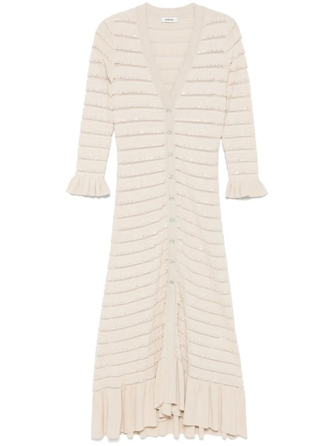 SANDRO crystal-embellished midi dress - Neutrals - zdjęcie produktu nr 1