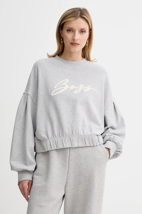 BOSS Orange bluza bawełniana damska kolor szary melanżowa 50547796 - zdjęcie produktu nr 1