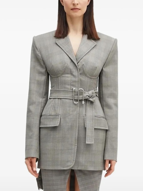 Sportmax belted check jacket - Grey - zdjęcie produktu nr 1