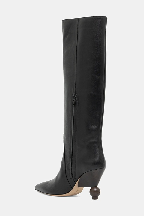 Weekend Max Mara kozaki skórzane Tasca damskie kolor czarny na słupku 2525796075600 - zdjęcie produktu nr 2