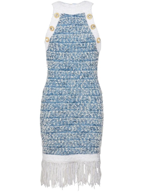 Balmain fringed tweed minidress - Blue - zdjęcie produktu nr 1