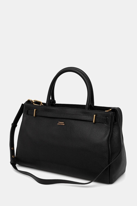 Tommy Hilfiger torebka skórzana kolor czarny AW0AW17925 - zdjęcie produktu nr 2
