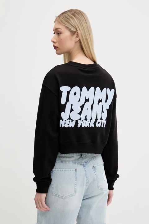 Tommy Jeans bluza bawełniana damska kolor czarny z nadrukiem DW0DW21345 - zdjęcie produktu nr 1