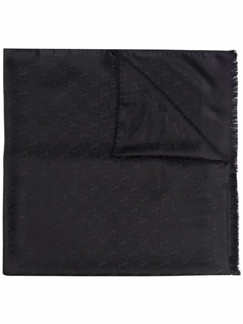 Valentino Garavani VLogo fringed scarf - Black - zdjęcie produktu nr 1