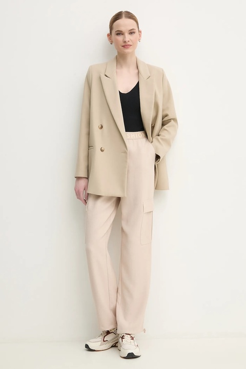 Marc Aurel spodnie damskie kolor beżowy proste high waist 1828-2001-93404 - zdjęcie produktu nr 2