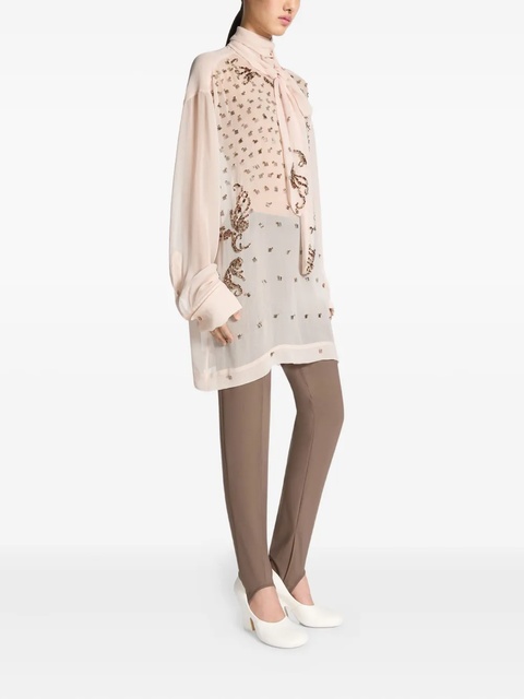 DRIES VAN NOTEN embellished tie-neck blouse - Pink - zdjęcie produktu nr 2