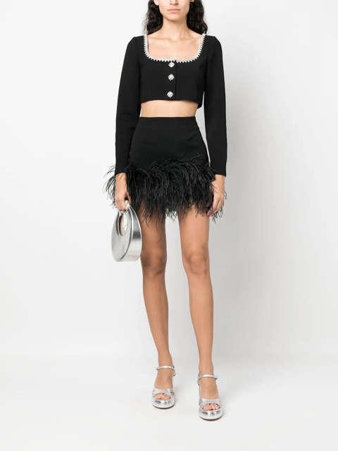Self-Portrait crystal-embellished cropped top - Black - zdjęcie produktu nr 2