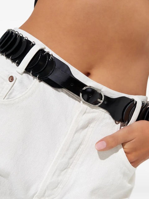 Rabanne leather metal-detail belt - Black - zdjęcie produktu nr 1