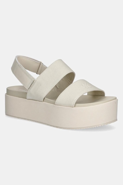 Calvin Klein Jeans sandały FLATFORM SANDAL SLING IN damskie kolor beżowy na platformie YW0YW01788 - zdjęcie produktu nr 1