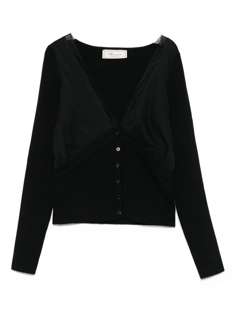 Blumarine lace-trimmed ribbed cardigan - Black - zdjęcie produktu nr 1