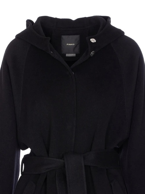PINKO hooded belted coat - Black - zdjęcie produktu nr 1