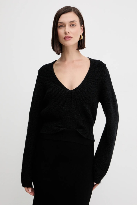 Twinset sweter z wełną kolor czarny 252TT3062 - zdjęcie produktu nr 1