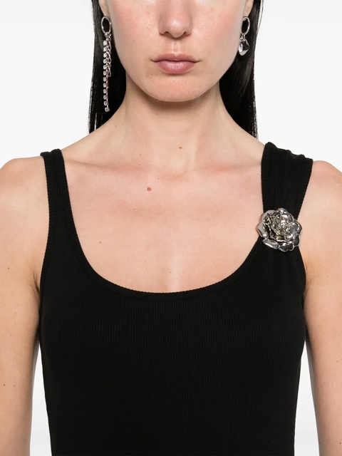 Blumarine floral-brooch mini dress - Black - zdjęcie produktu nr 2