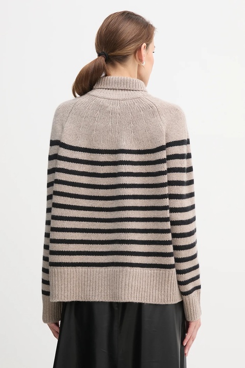 Tommy Hilfiger sweter wełniany damski kolor beżowy z golfem WW0WW46413 - zdjęcie produktu nr 2