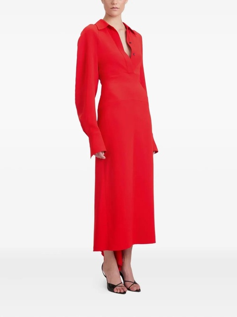 Victoria Beckham long-sleeve polo-collar midi dress - Red - zdjęcie produktu nr 2