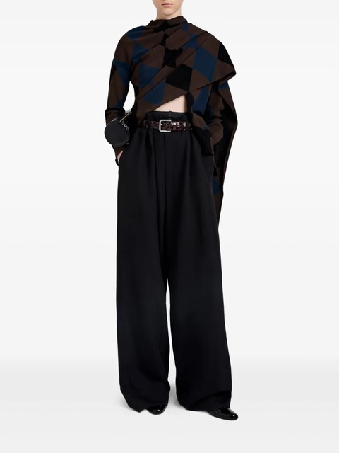 Proenza Schouler diamond-pattern draped top - Brown - zdjęcie produktu nr 1