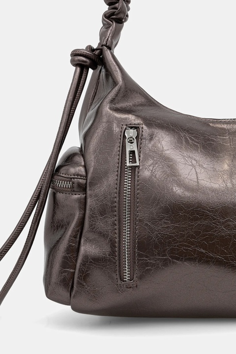 Desigual torebka HALF LOGO MONTVILLE DARK SI kolor srebrny 25WAXPAS - zdjęcie produktu nr 2