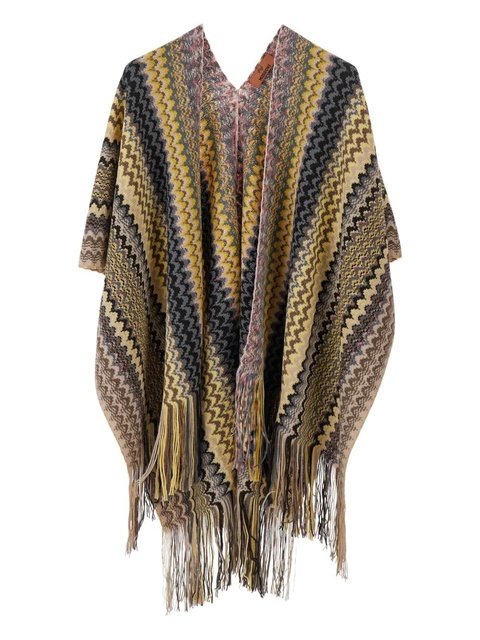 Missoni zigzag-knit fringed poncho - Yellow - zdjęcie produktu nr 1