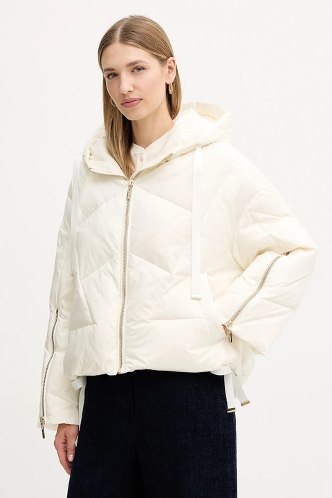 Twinset kurtka puchowa kolor beżowy zimowa oversize 252TT2060 - zdjęcie produktu nr 1