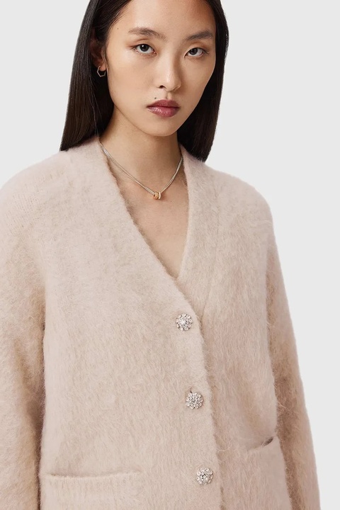 AllSaints kardigan z wełną damski kolor beżowy W077KD - zdjęcie produktu nr 2