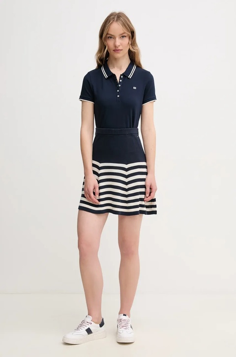 Tommy Hilfiger spódnica z jedwabiem kolor granatowy mini rozkloszowana WW0WW44475 - zdjęcie produktu nr 1