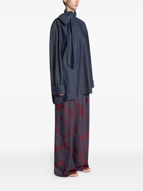 DRIES VAN NOTEN tie-neck denim blouse - Blue - zdjęcie produktu nr 2