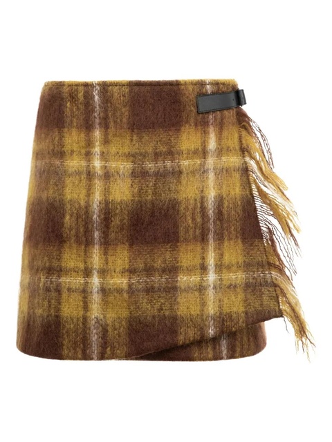 LOEWE plaid fringed mini skirt - Brown - zdjęcie produktu nr 1