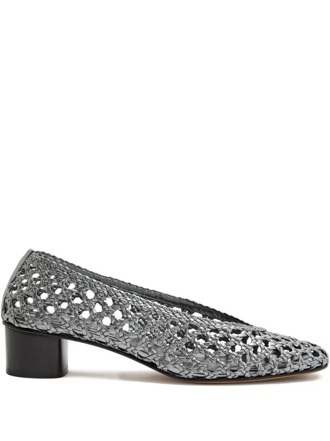 Le Monde Beryl 40mm woven-leather pumps - Silver - zdjęcie produktu nr 1