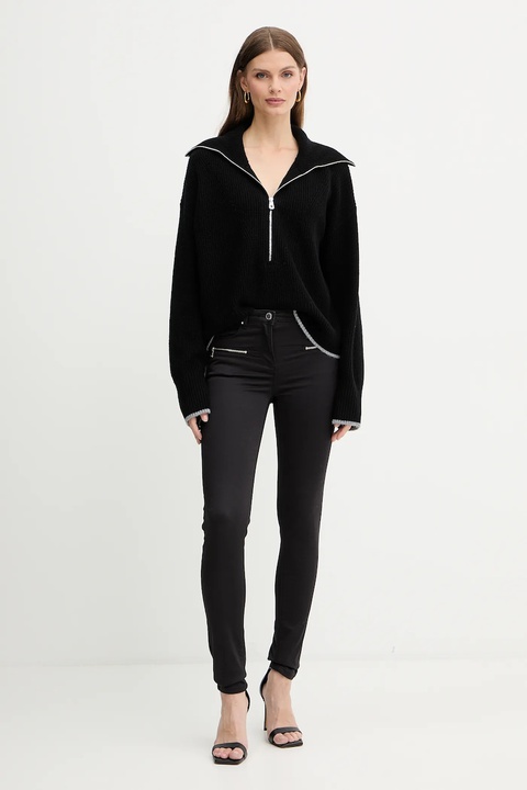 Pinko sweter z dodatkiem wełny damski kolor czarny z półgolfem 105448 A2Q9 - zdjęcie produktu nr 2