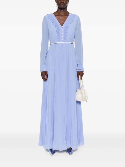 Self-Portrait pleated chiffon maxi dress - Blue - zdjęcie produktu nr 2