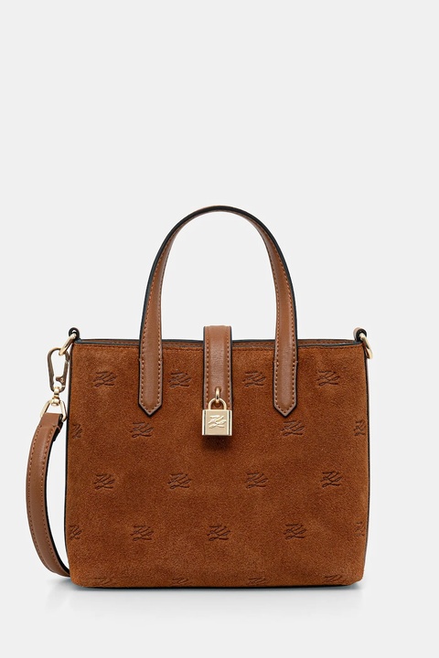 Karl Lagerfeld torebka zamszowa K/AUTOGRAPH kolor brązowy B1W30104 - zdjęcie produktu nr 1