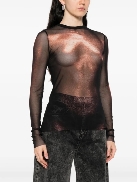 Jean Paul Gaultier mesh body-print top - Black - zdjęcie produktu nr 2